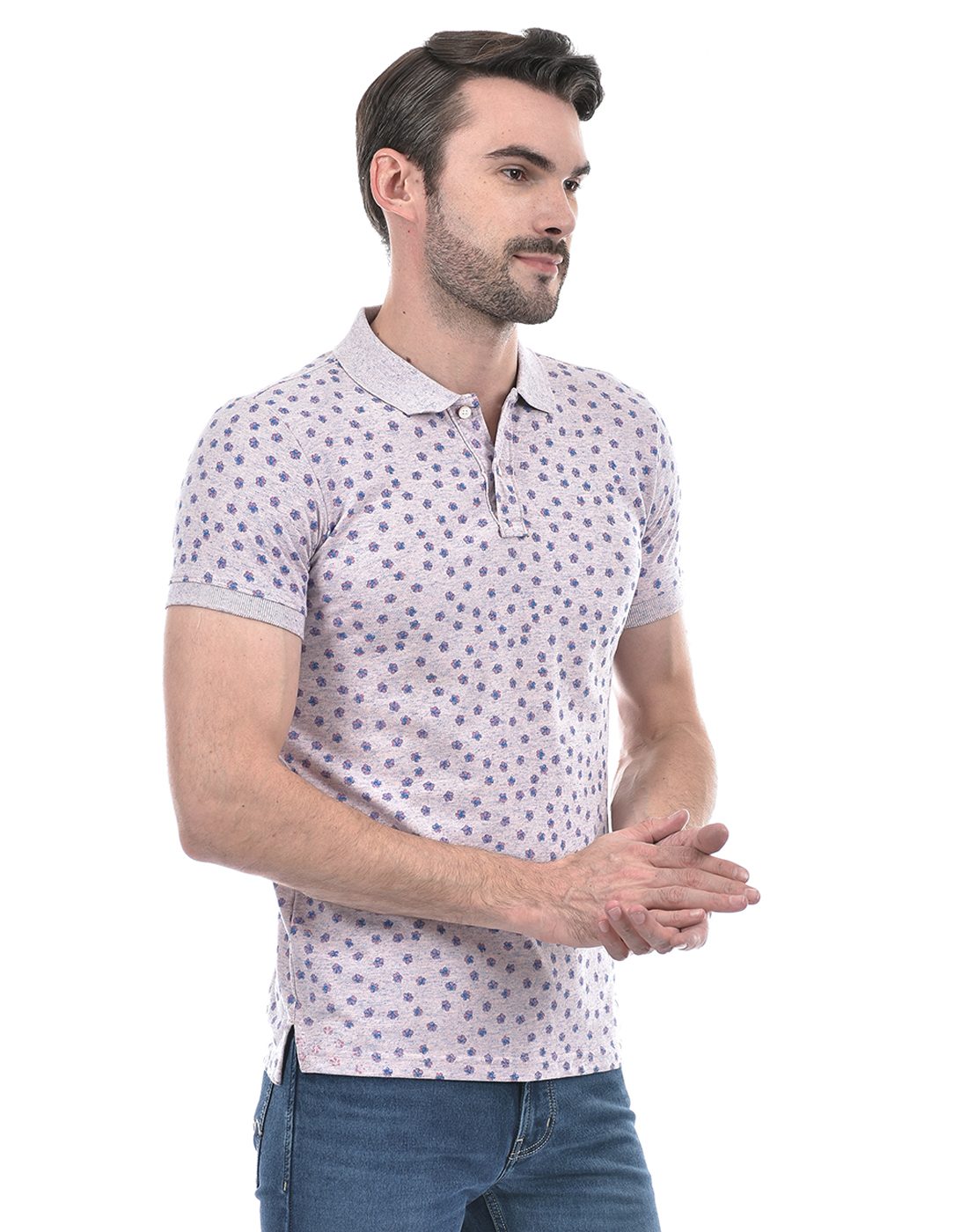 Numero Uno Men Floral Print Pink T-Shirt